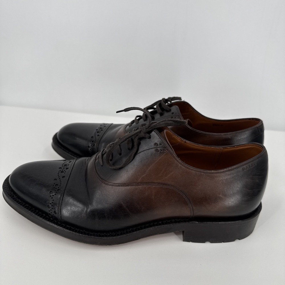 Bally Of Switzerland Injected-Sole Oxford US 7D Dark Brown Leather Cap Toe - Picture 3 of 11